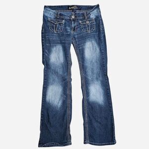 y2k mcbling grunge low rise angels jeans